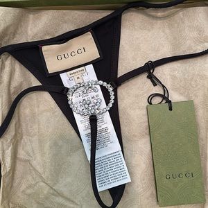 Gucci G-String crystal thong bikini- Jersey bikini with Interlocking G. NWT